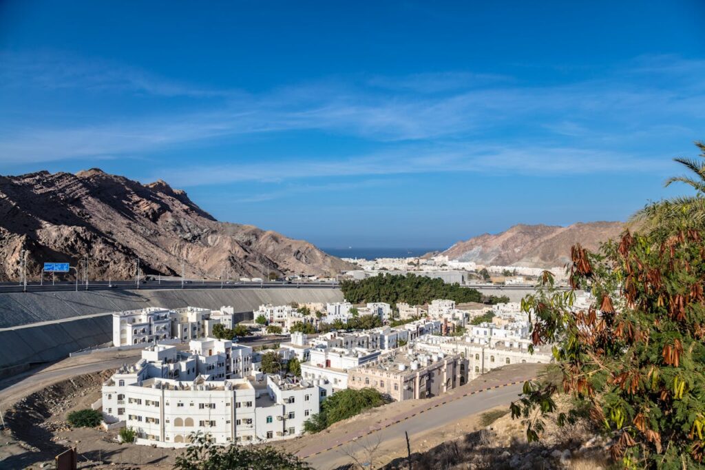 Aerial view of a town in Oman