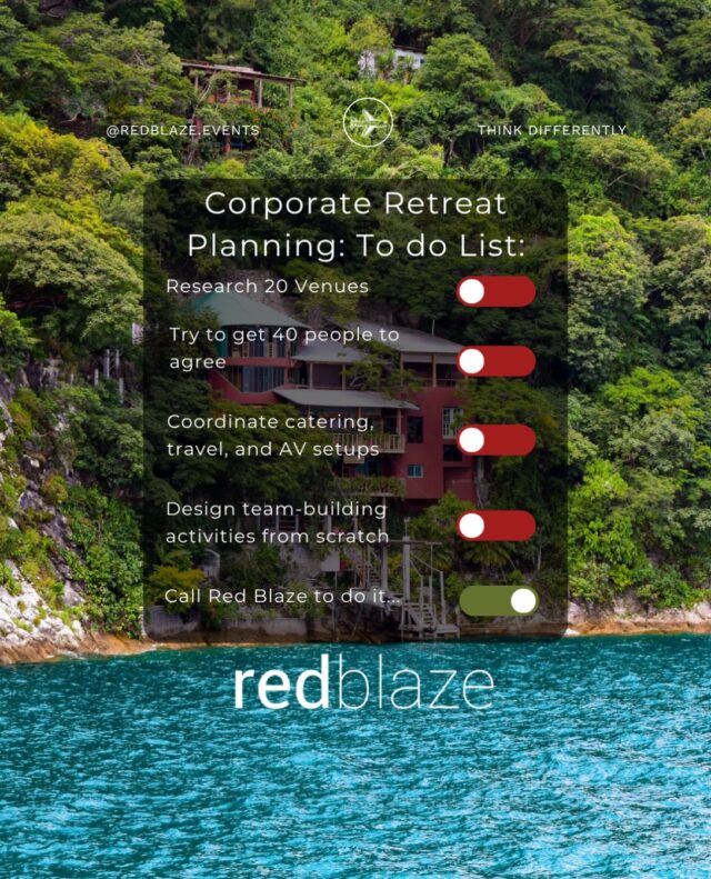Attempting to plan a corporate retreat alongside your full-time job is challenging. Don’t let it discourage you; contact Red Blaze for bespoke company off-site visits. We can handle everything and even be there on-site to guide you through every step.

Enquire with us now:
☎️: 01452 733300
📧: info@redblaze.co.uk

#corporateevent #corporateplanner #corporateplanning #corporateretreat #retreats