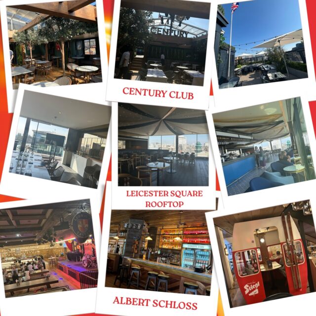 A Site Visit Trio...
Last week, Red Blaze set our sights on the capital, as we explored three exciting venues in Central London.
🍻 Albert Schloss: Bavarian style bar perfect for team events.
🍸 Leceister Square Rooftop: Stunning rooftop area ideal for team celebrations.
☀ Century Club: Quirky outdoor space perfect for teams to unwind.
Wish to learn more about these venues? Reach out to our team on:
📧 info@redblaze.co.uk
☎ 01452 733 300
Think Differently. Think Red Blaze 🔥
#londonsitevisit 
#rooftopvenues 
#bemoreredblaze