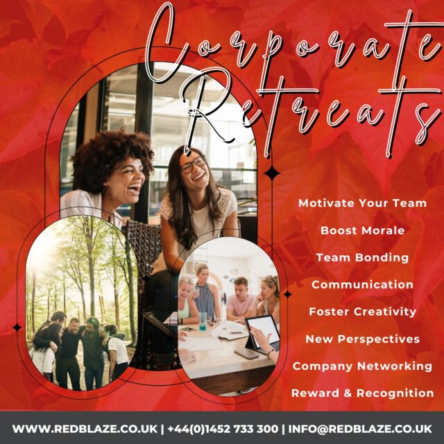 Your Perfect Corporate Retreat, Without The Hassle
At Red Blaze, we specialise in crafting bespoke corporate events and experiences. From small incentive gatherings to large-scale immersive programs, we create tailored experiences that meet your organisation's needs. Why organise an offsite?
💪 Motivate your team
📈 Boost morale
🤝 Team bonding
💬 Communicate with your team
🎨 Foster creativity
🧠 Explore new perspectives
👋 Network with your company
🏆 Reward and recognise
Want to learn more? Head to our website or email us on 
info@redblaze.co.uk
think differently.
#CorporateRetreats
#TeamOffsites
#TeamTrips